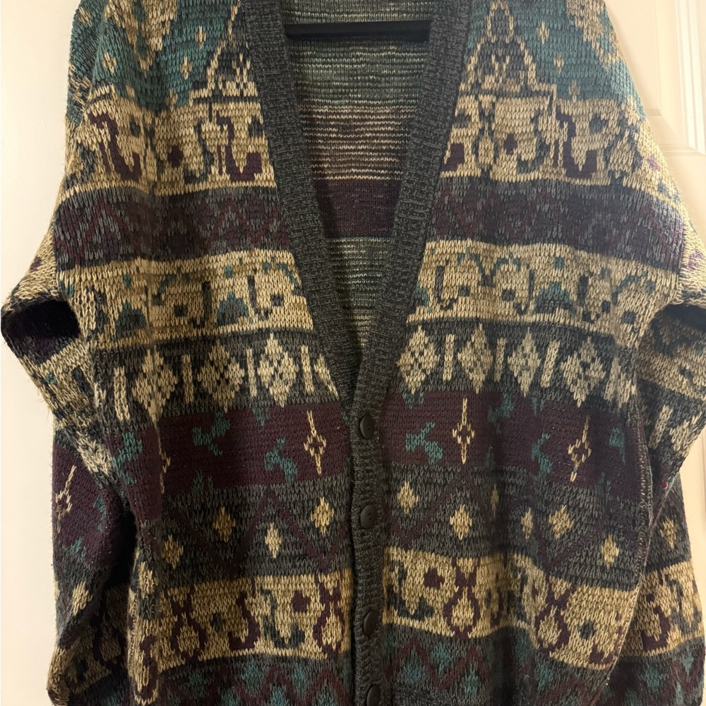 Men's Patterned Cardigan Sweater